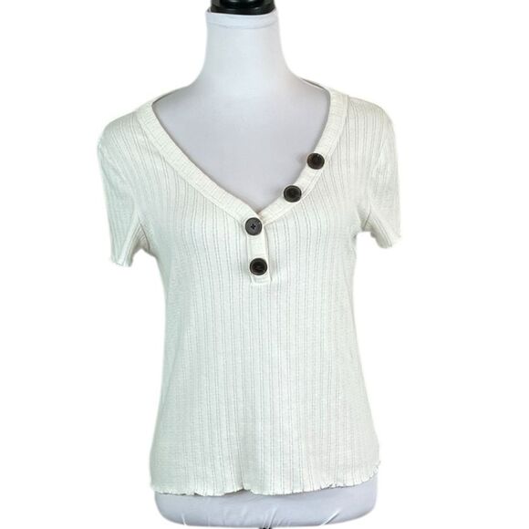 American Eagle Outfitters White Button-Detail Women's Top, Size L - Picture 5 of 8